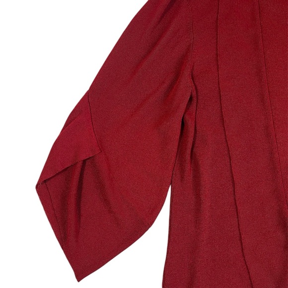 Eileen Fisher Open Front Viscose & Nylon Cardigan Red Size Medium - Picture 4 of 9